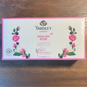 Yardley London English Rose Luxury Triple Milled Soap Set 3 Bars 3.5 Oz Each